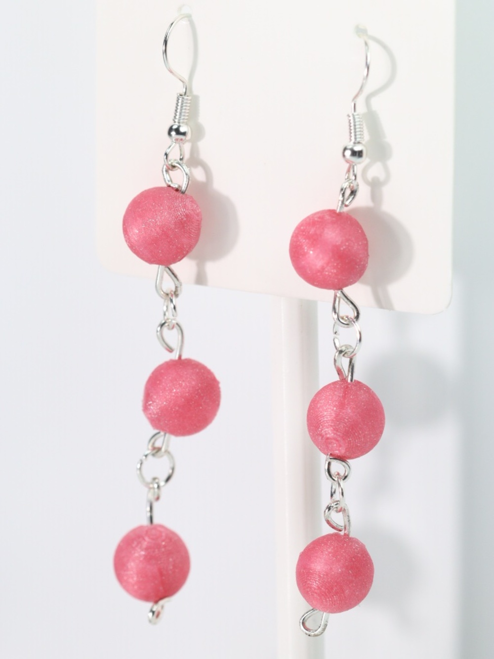 Cute Coral Silver Tone Long Fashion Beaded Earrings New